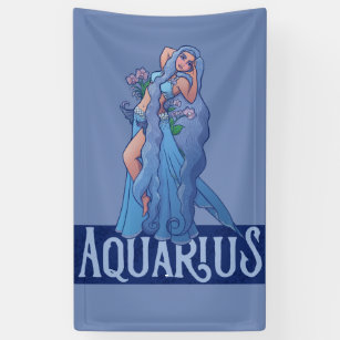 Aquarius Zodiac Goddess Belly Dancer Art Birthday Banner