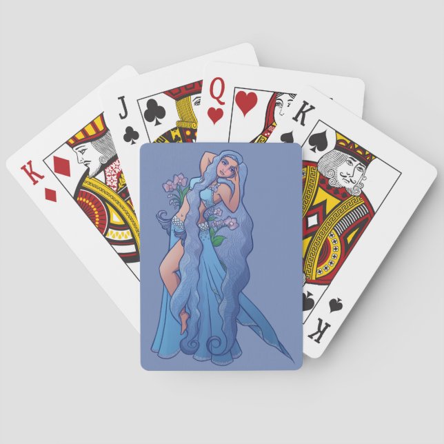 Aquarius Zodiac Goddess Belly Dancer Art Birthday Playing Cards (Back)