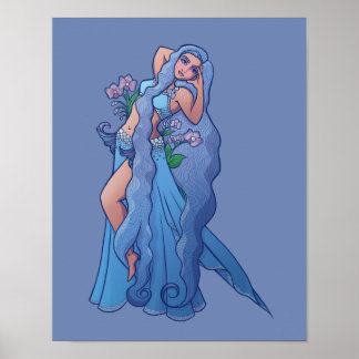 Aquarius Zodiac Goddess Belly Dancer Art Birthday Poster