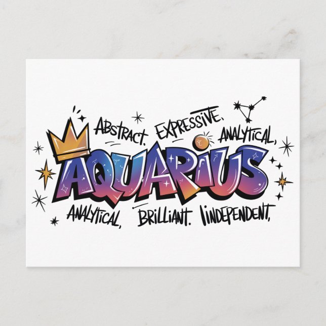 Aquarius Zodiac Graffiti  Postcard (Front)