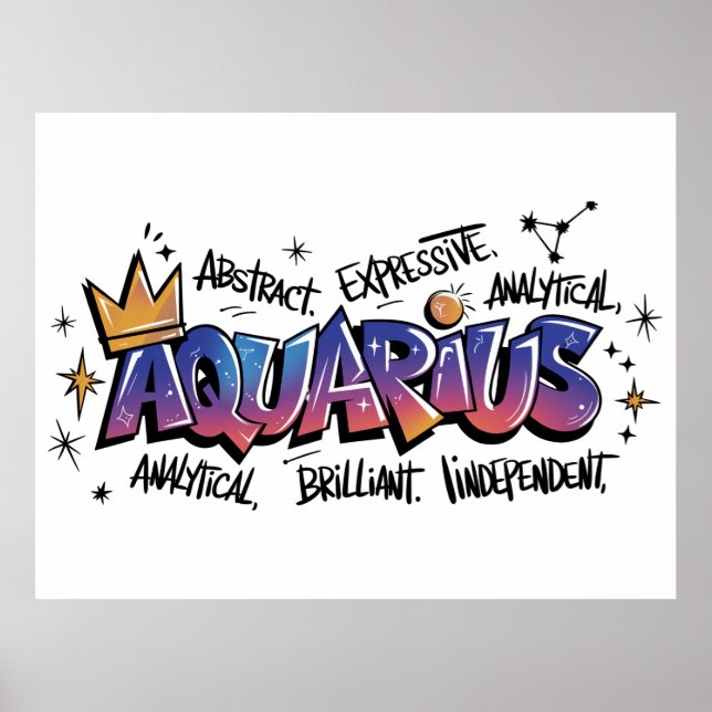 Aquarius Zodiac Graffiti  Poster (Front)