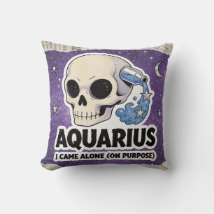 Aquarius Zodiac Halloween Skeleton Birthday Gift Cushion