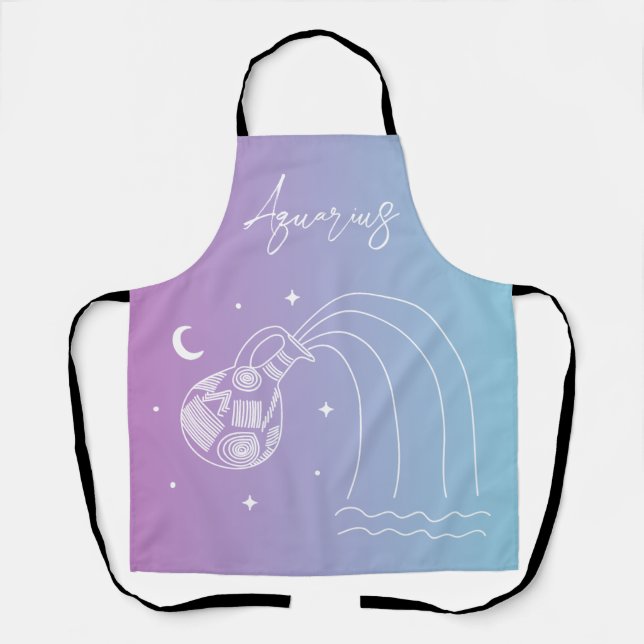 Aquarius zodiac horoscope star sign gradient apron (Front)