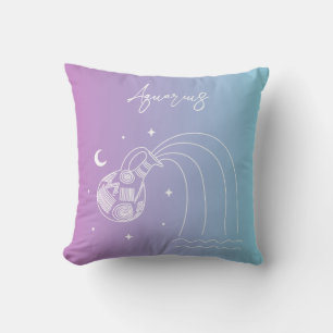 Aquarius zodiac horoscope star sign gradient cushion