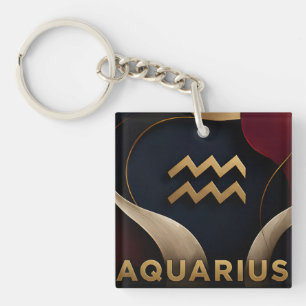 Aquarius Zodiac Luxury Celestial Astrology Gift Key Ring