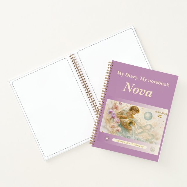 Aquarius Zodiac Notebook/Diary – Art Nouveau Notebook (Inside)