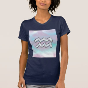 Aquarius Zodiac on Mother of Pearl Style T-Shirt