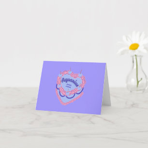 Aquarius Zodiac Pastel Heart Birthday Cake Card