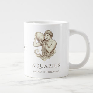 Aquarius Zodiac Personalised Name & Birth Date Large Coffee Mug