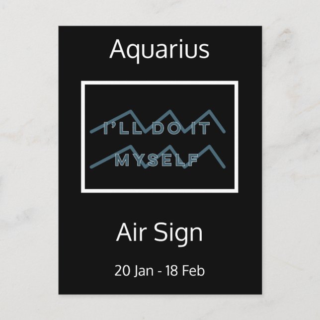 Aquarius Zodiac Quote Blue & White Postcard (Front)