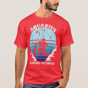 Aquarius Zodiac Retro Starry Night T-Shirt
