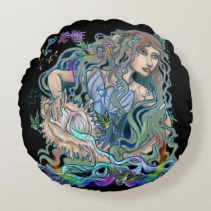 Aquarius Zodiac Round Cushion