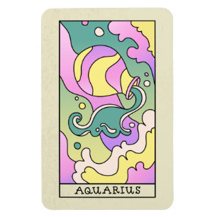 Aquarius Zodiac Sign Abstract Art Vintage Magnet