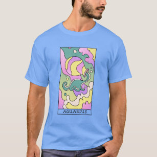 Aquarius Zodiac Sign Abstract Art Vintage  T-Shirt