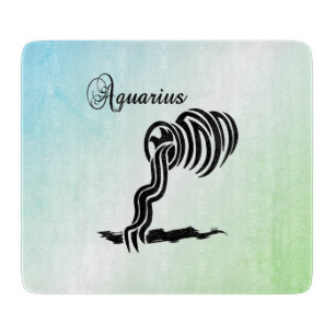 Aquarius Zodiac Sign and Symbol Blue Green Cutting Board