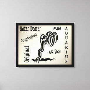 Aquarius Zodiac Sign and Symbol Framed