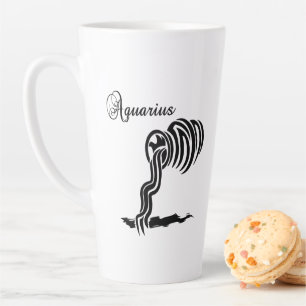 Aquarius Zodiac Sign and Symbol Latte Mug