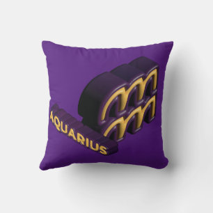 Aquarius Zodiac Sign and Text Design Cushion
