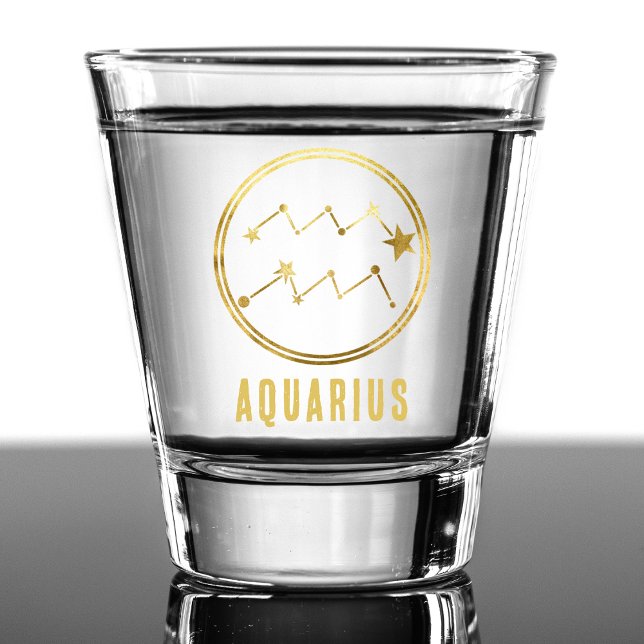 Aquarius Zodiac Sign Astrology Horoscope Gold Shot Glass (gold aquarius zodiac sign shot glass)