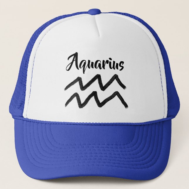 Aquarius Zodiac Sign Astrology Horoscope Trucker Hat (Front)