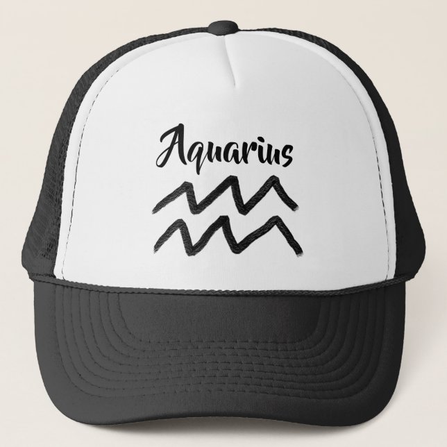 Aquarius Zodiac Sign Astrology Horoscope Trucker Hat (Front)