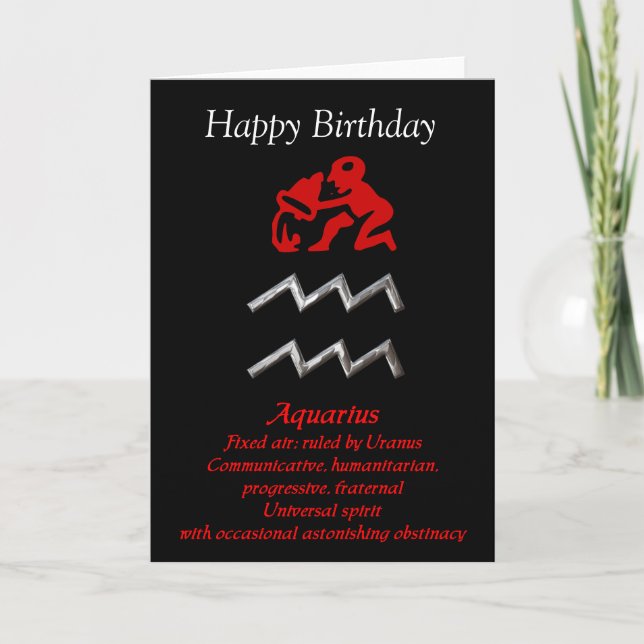 Aquarius Zodiac Sign Birthday Greeting Cards (Front)