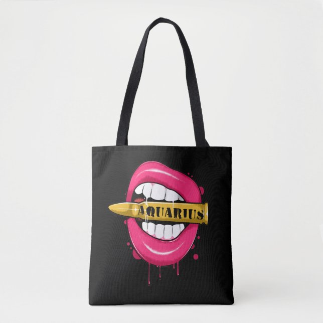 Aquarius Zodiac Sign Birthday January February Tote Bag (Front)
