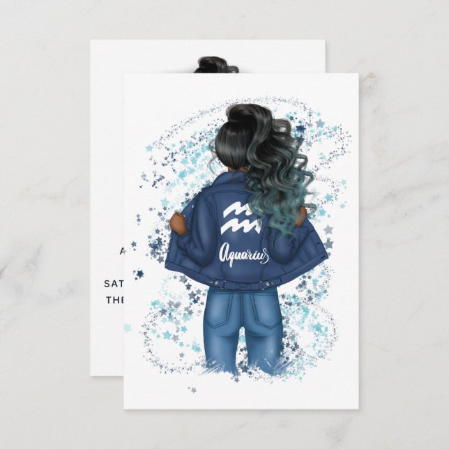 Aquarius Zodiac Sign Birthday Party Invitation (Front/Back)