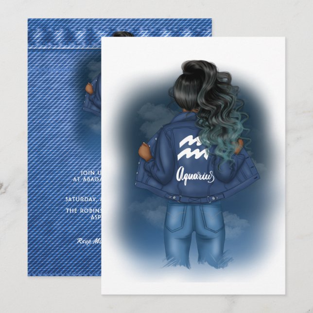 Aquarius Zodiac Sign Birthday Party Invitation (Front/Back)