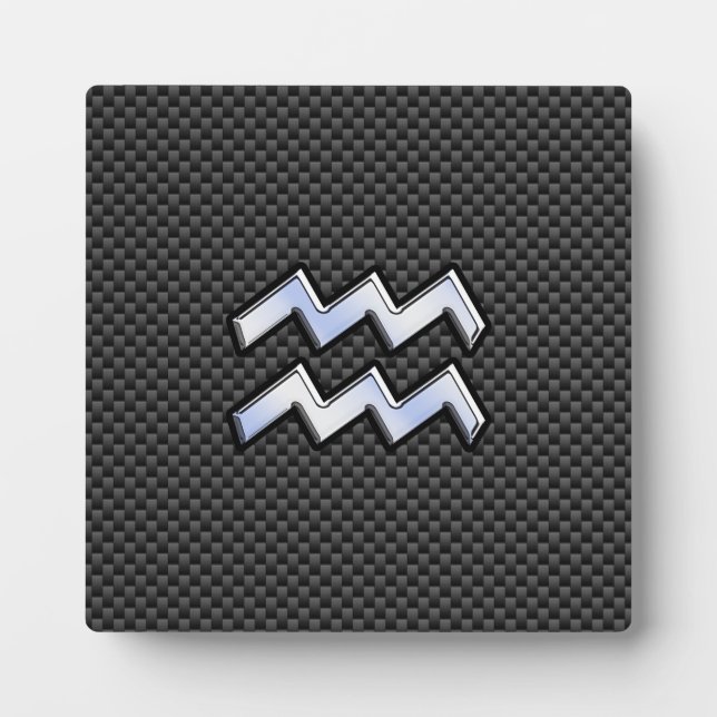 Aquarius Zodiac Sign Carbon Fiber Style Plaque (Front)