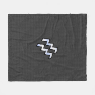 Aquarius Zodiac Sign Carbon Fibre Style Fleece Blanket