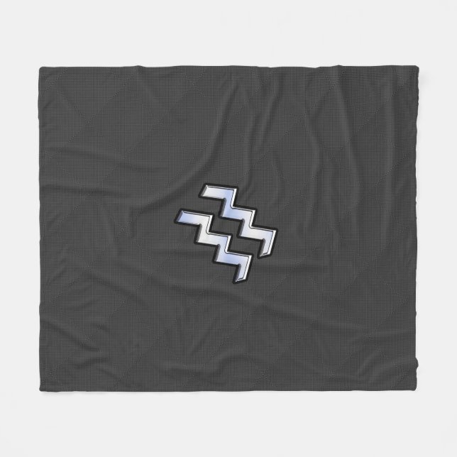Aquarius Zodiac Sign Carbon Fibre Style Fleece Blanket (Front (Horizontal))