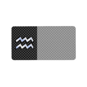Aquarius Zodiac Sign Carbon Fibre Style Label
