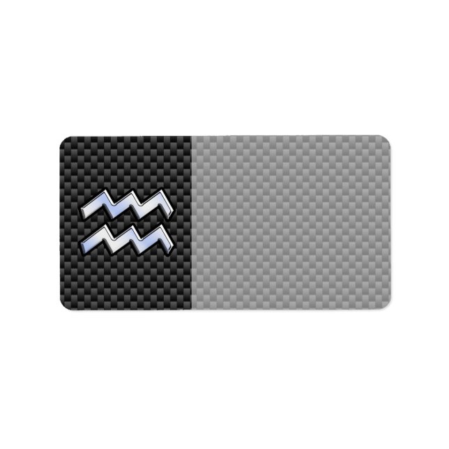 Aquarius Zodiac Sign Carbon Fibre Style Label (Front)
