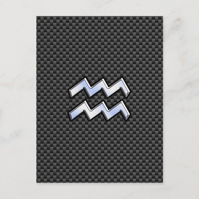 Aquarius Zodiac Sign Carbon Fibre Style Postcard (Front)