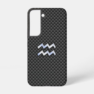 Aquarius Zodiac Sign Carbon Fibre Style Samsung Galaxy Case