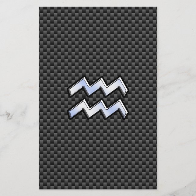 Aquarius Zodiac Sign Carbon Fibre Style Stationery (Front)