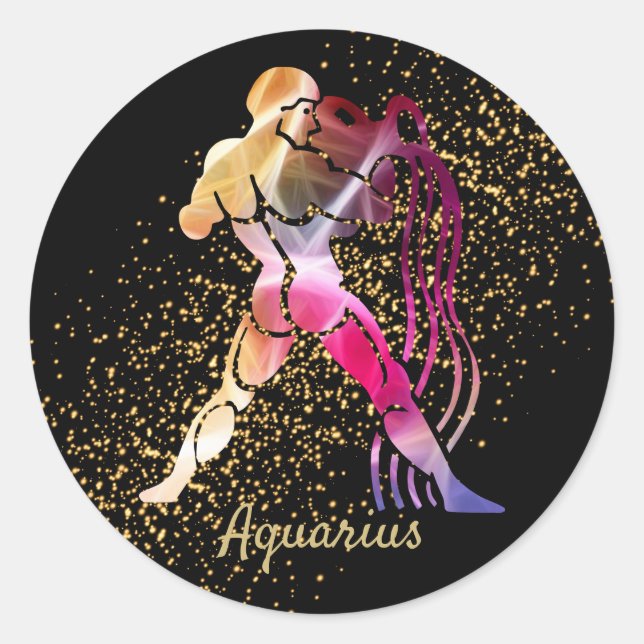 Aquarius - Zodiac Sign Classic Round Sticker (Front)