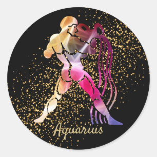Aquarius - Zodiac Sign Classic Round Sticker