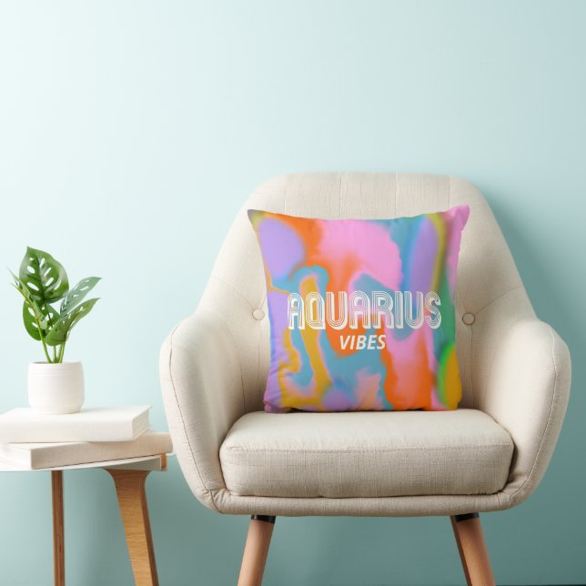 Aquarius zodiac sign colourful modern Throw Pillow (Chair)