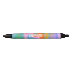 Aquarius zodiac sign colourful typography black ink pen