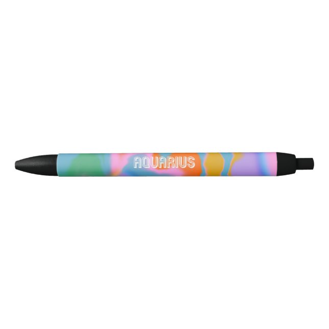 Aquarius zodiac sign colourful typography black ink pen (Front)