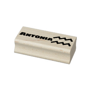 Aquarius Zodiac Sign Cool Personalised Name Text Rubber Stamp
