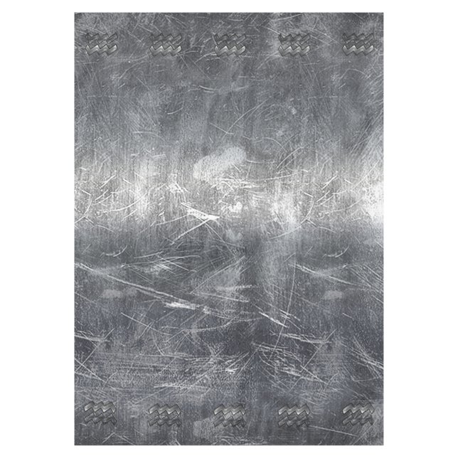 Aquarius Zodiac Sign Distressed Silver Steel Tablecloth (Front)
