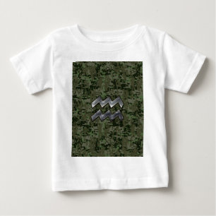 Aquarius Zodiac Sign Green Digital Camouflage Baby T-Shirt