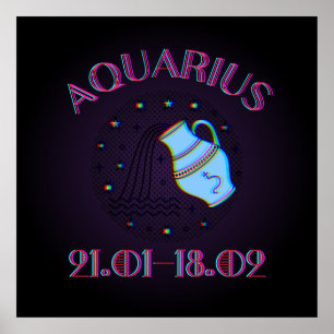 Aquarius, zodiac sign, horoscope poster
