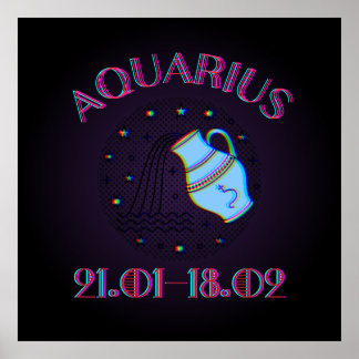 Aquarius, zodiac sign, horoscope poster