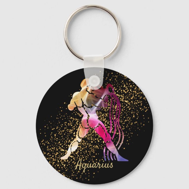 Aquarius - Zodiac Sign Key Ring (Front)