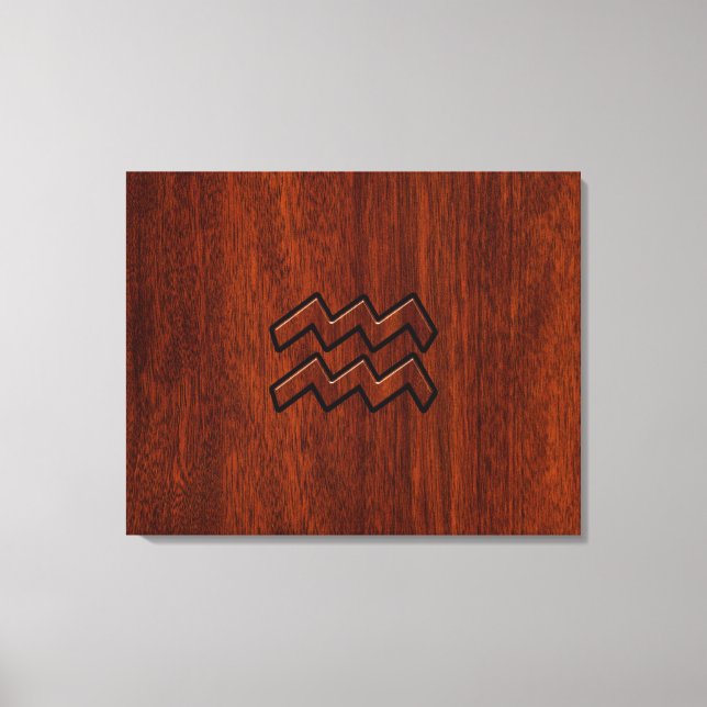 Aquarius Zodiac Sign Mahogany Style (Front)