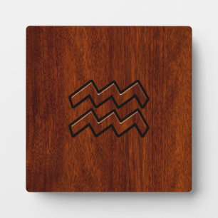Aquarius Zodiac Sign Mahogany Style Plaque